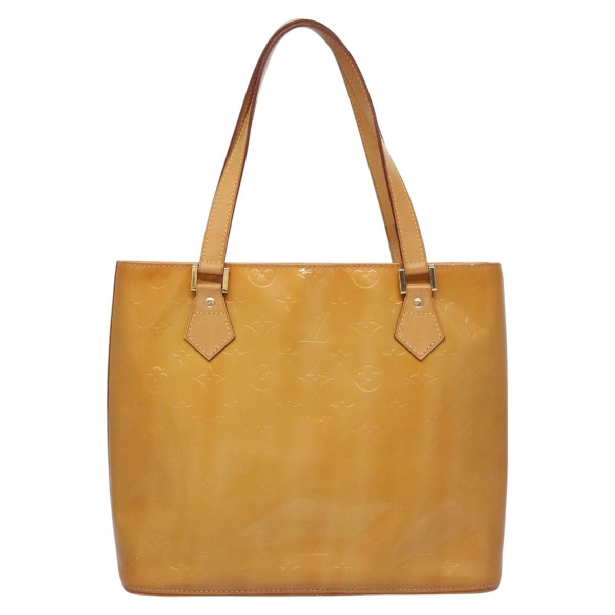 LOUIS VUITTON Monogram Vernis Houston Hand Bag Beige M91004 LV Auth BA742