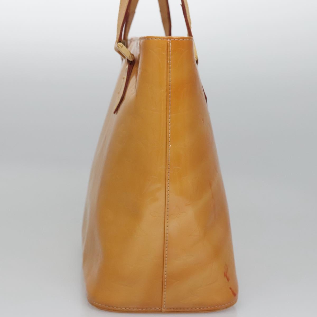 LOUIS VUITTON Monogram Vernis Houston Hand Bag Beige M91004 LV Auth BA742