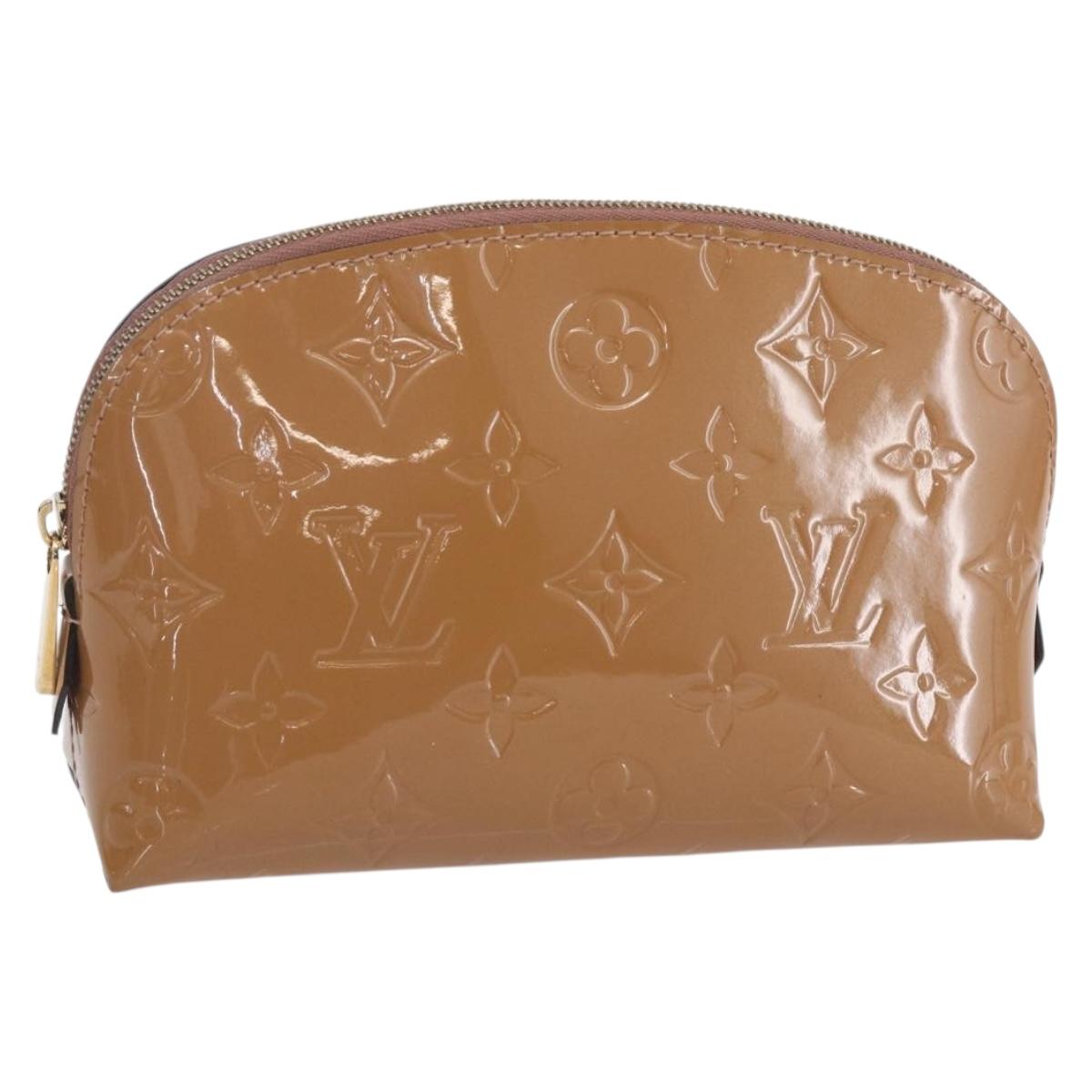 LOUIS VUITTON Monogram Vernis Pochette Pouch Rose Velours M90008 LV Auth BA7432