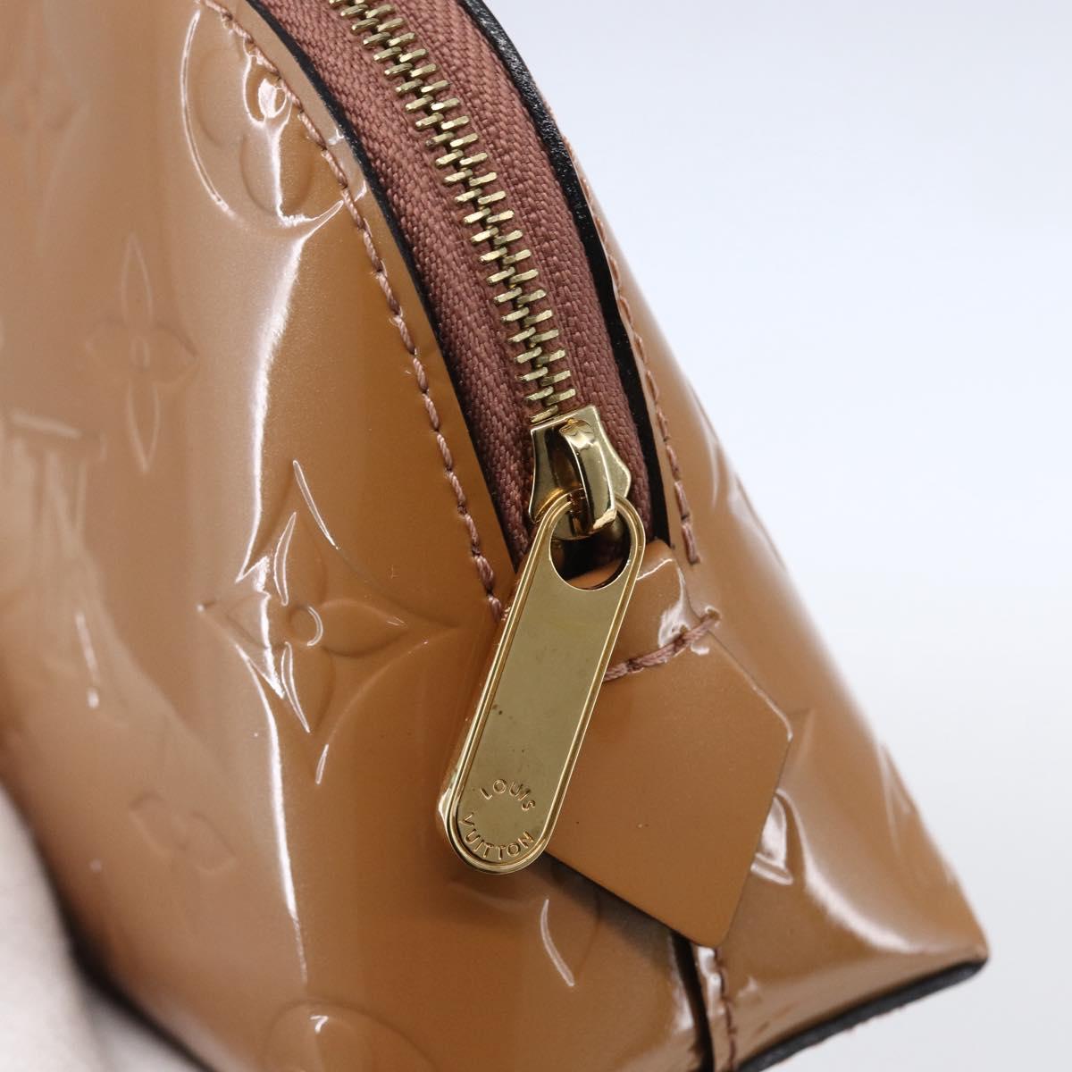 LOUIS VUITTON Monogram Vernis Pochette Pouch Rose Velours M90008 LV Auth BA7432