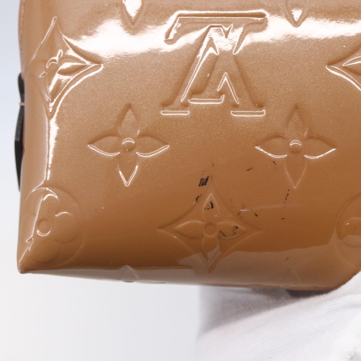 LOUIS VUITTON Monogram Vernis Pochette Pouch Rose Velours M90008 LV Auth BA7432