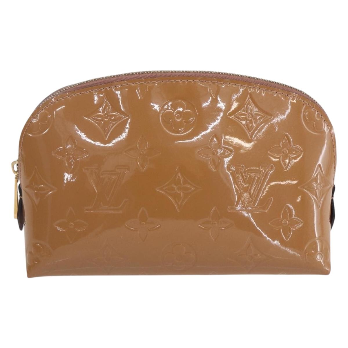 LOUIS VUITTON Monogram Vernis Pochette Pouch Rose Velours M90008 LV Auth BA7432