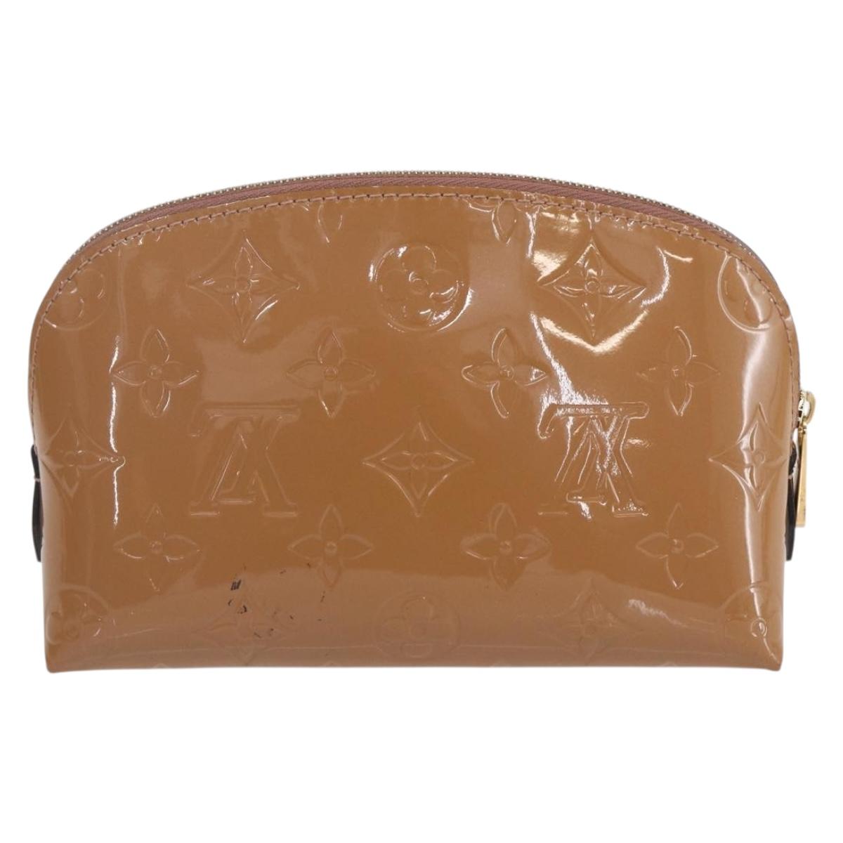 LOUIS VUITTON Monogram Vernis Pochette Pouch Rose Velours M90008 LV Auth BA7432