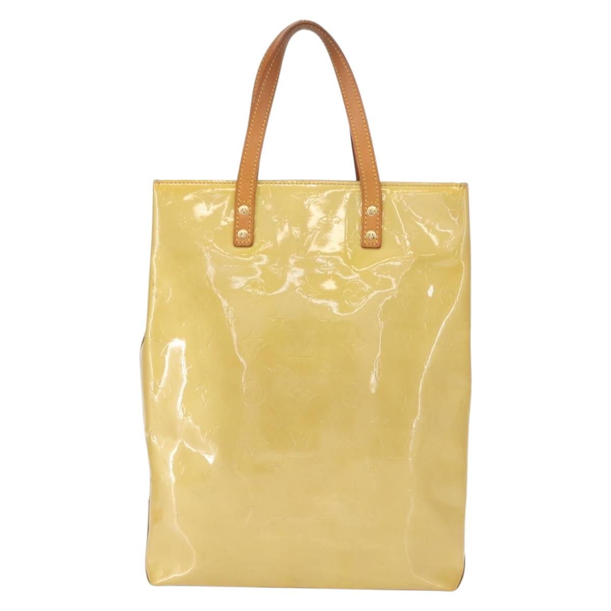 LOUIS VUITTON Monogram Vernis Reade MM Hand Bag Beige M91141 LV Auth BA7440