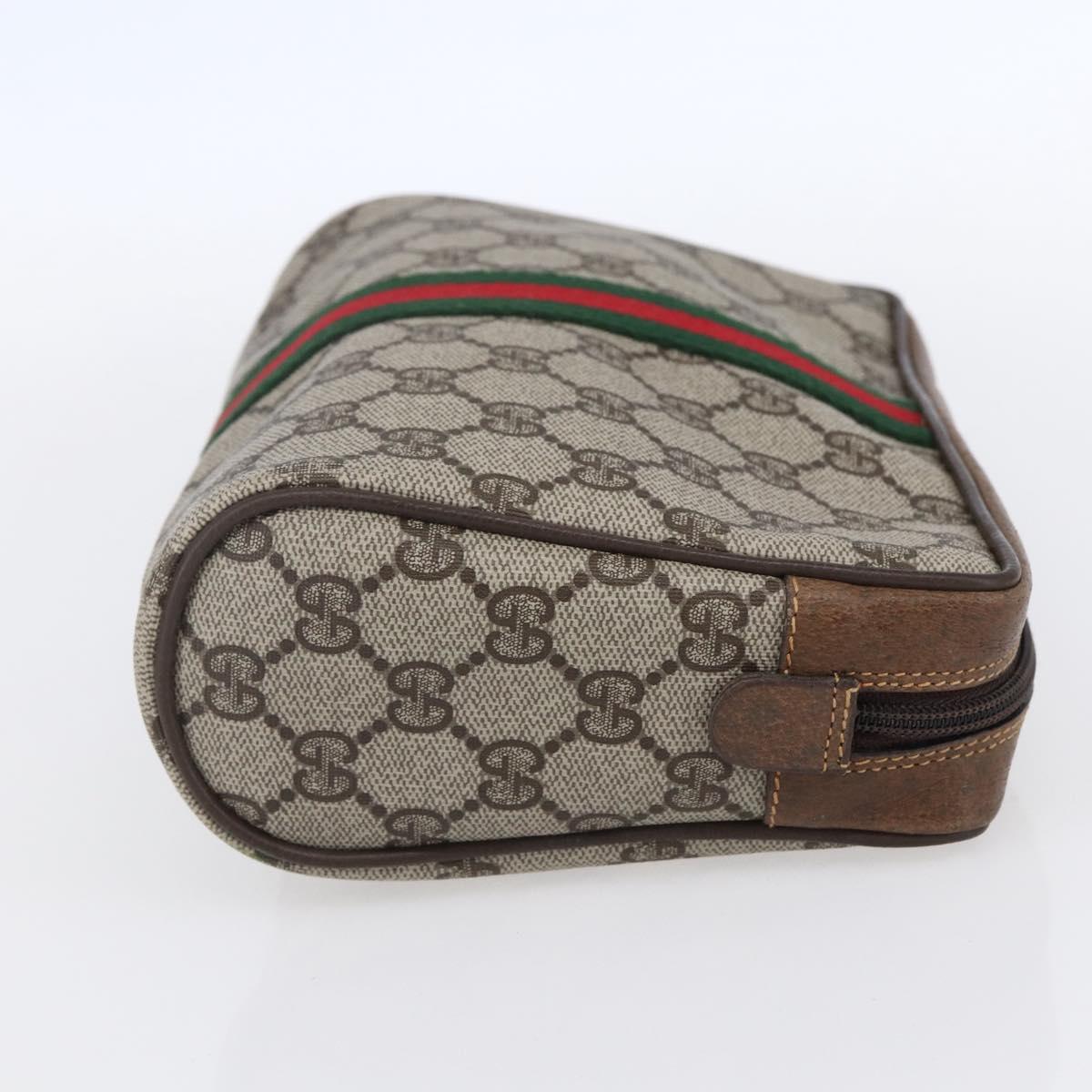 GUCCI GG Supreme Web Sherry Line Bag PVC Beige Red 32 014 3553 Auth BA7458