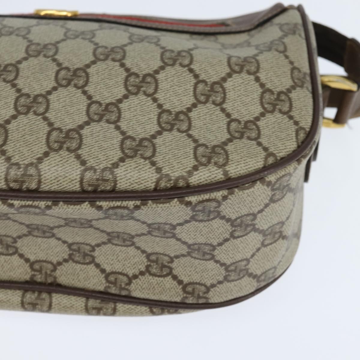 GUCCI GG Supreme Web Sherry Line Bag PVC Beige Gold 001 58 0918 Auth BA7459