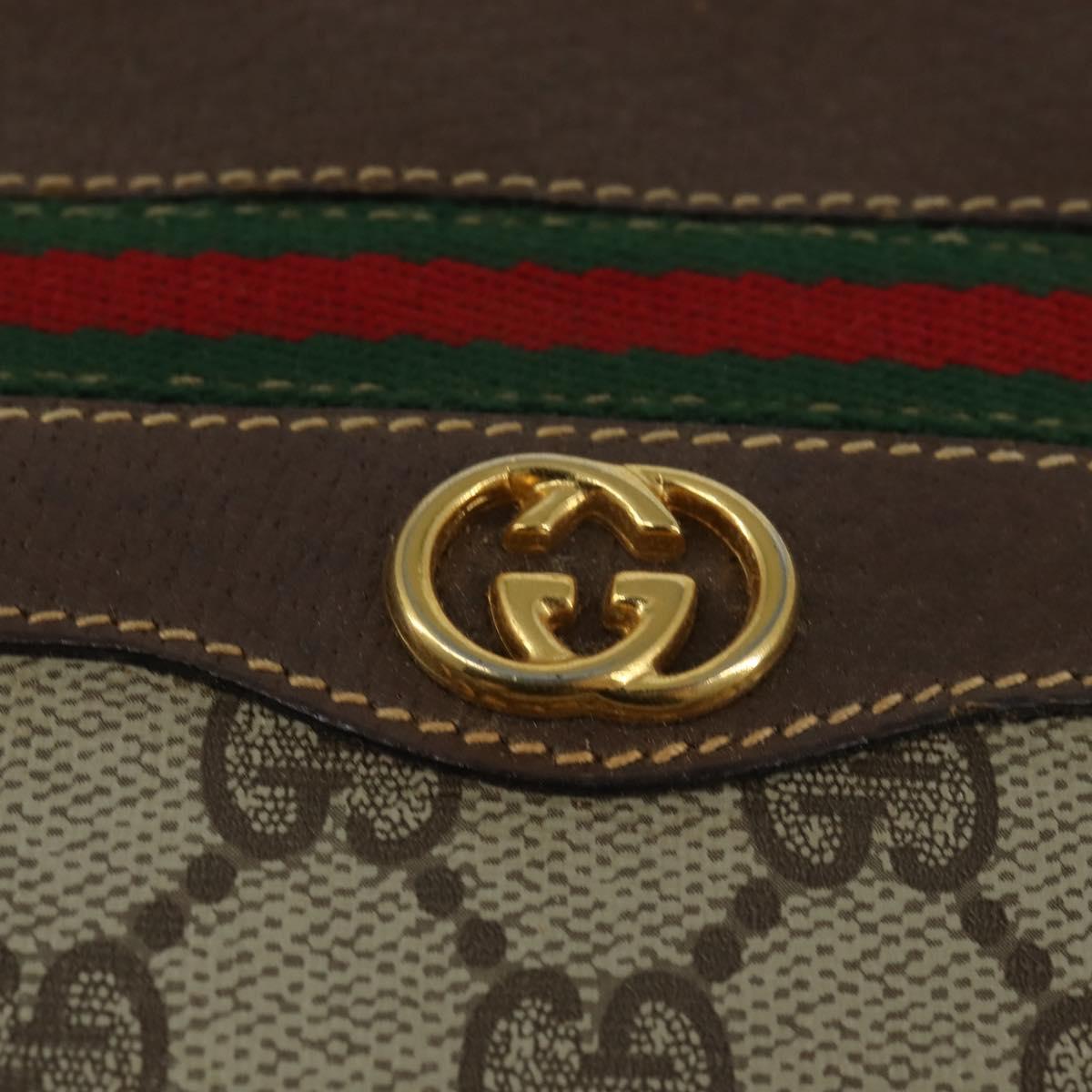 GUCCI GG Supreme Web Sherry Line Bag PVC Beige Gold 001 58 0918 Auth BA7459