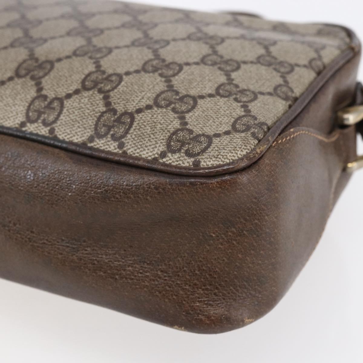 GUCCI GG Supreme Web Sherry Line Shoulder Bag PVC Beige Gold Auth BA7460