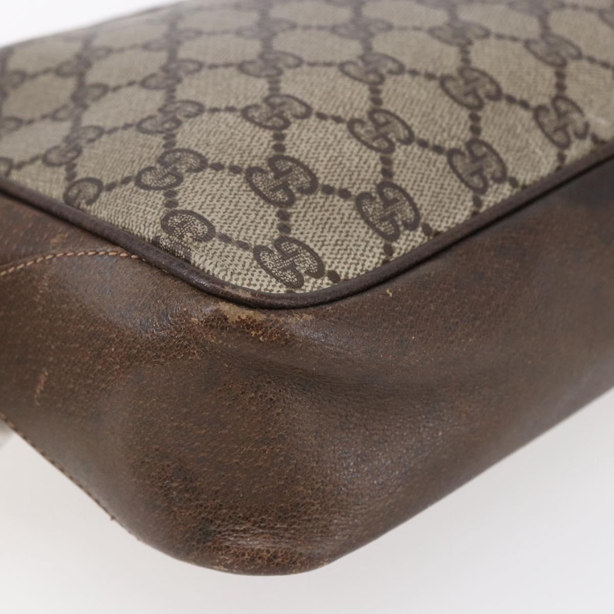 GUCCI GG Supreme Web Sherry Line Shoulder Bag PVC Beige Gold Auth BA7460