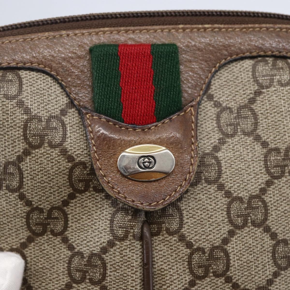 GUCCI GG Supreme Web Sherry Line Bag PVC Beige Gold 904 02 047 Auth BA7462