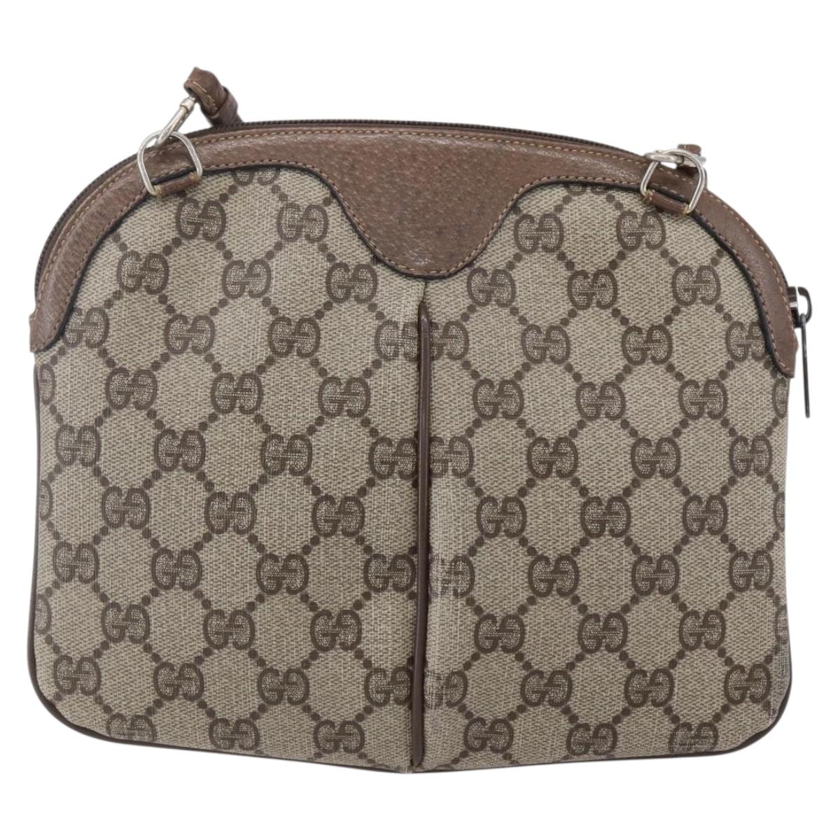 GUCCI GG Supreme Web Sherry Line Bag PVC Beige Gold 904 02 047 Auth BA7462