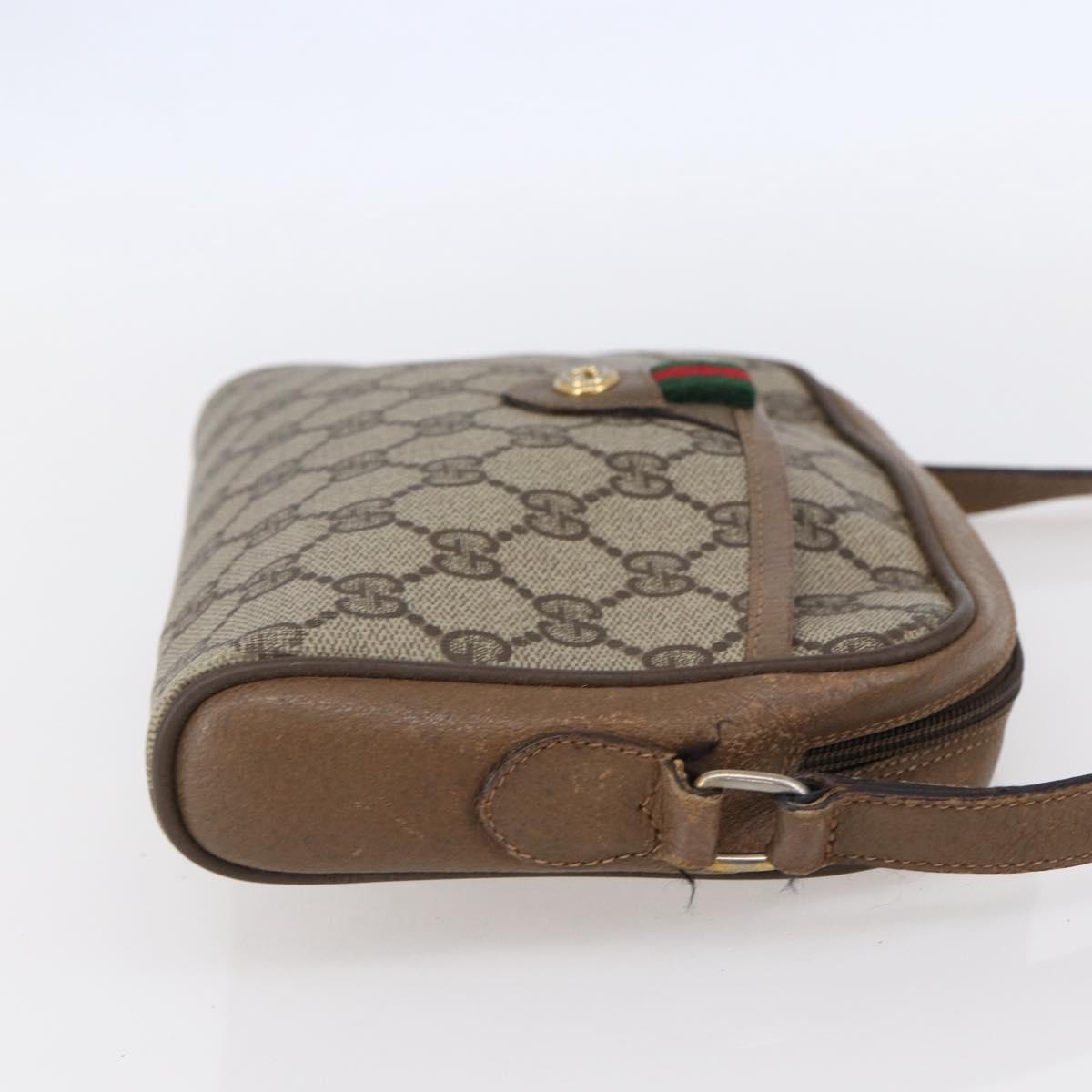 GUCCI GG Supreme Web Sherry Line Bag PVC Beige Gold 116 02 089 Auth BA7464