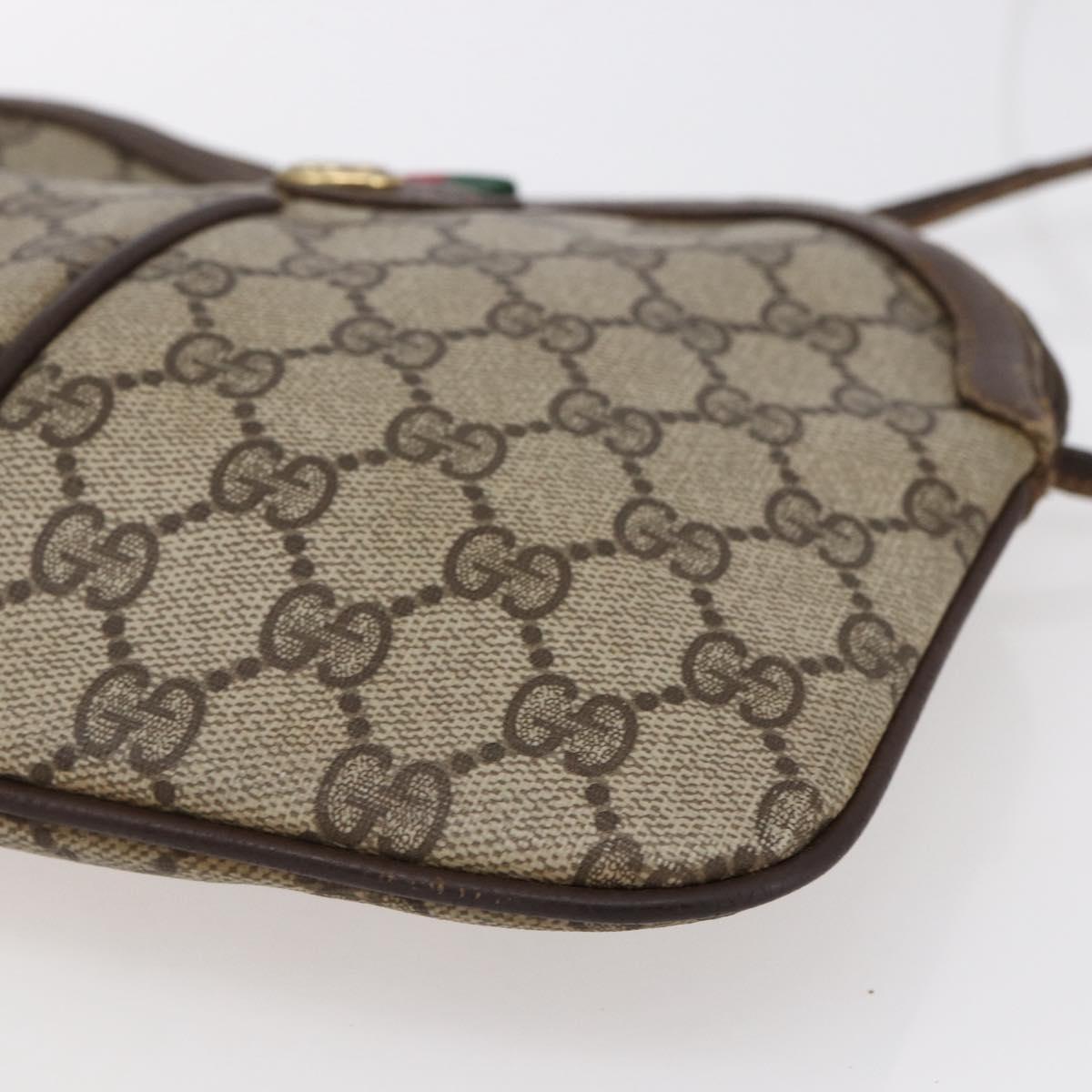 GUCCI GG Supreme Web Sherry Line Bag PVC Beige Gold 904 02 047 Auth BA7465