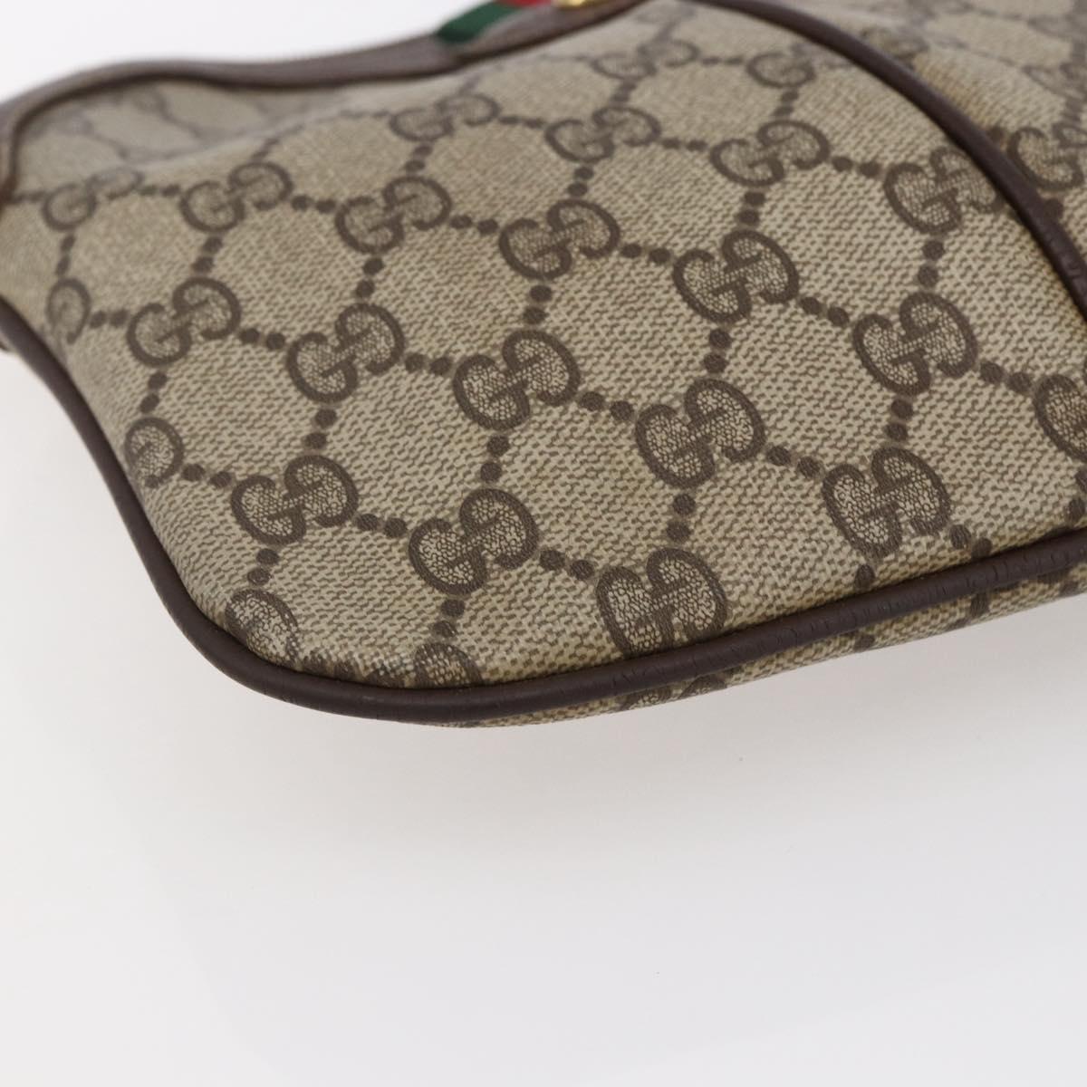 GUCCI GG Supreme Web Sherry Line Bag PVC Beige Gold 904 02 047 Auth BA7465