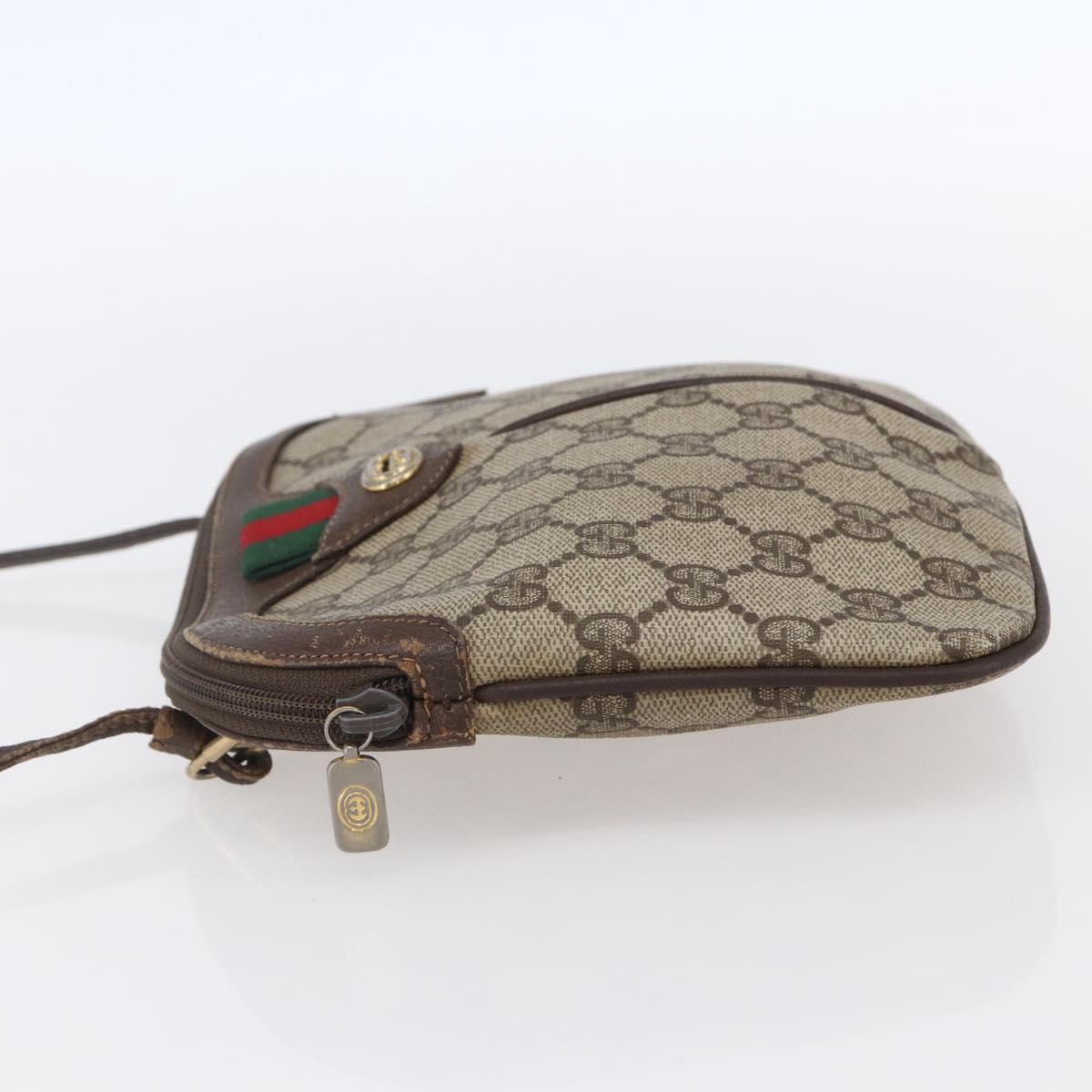 GUCCI GG Supreme Web Sherry Line Bag PVC Beige Gold 904 02 047 Auth BA7465