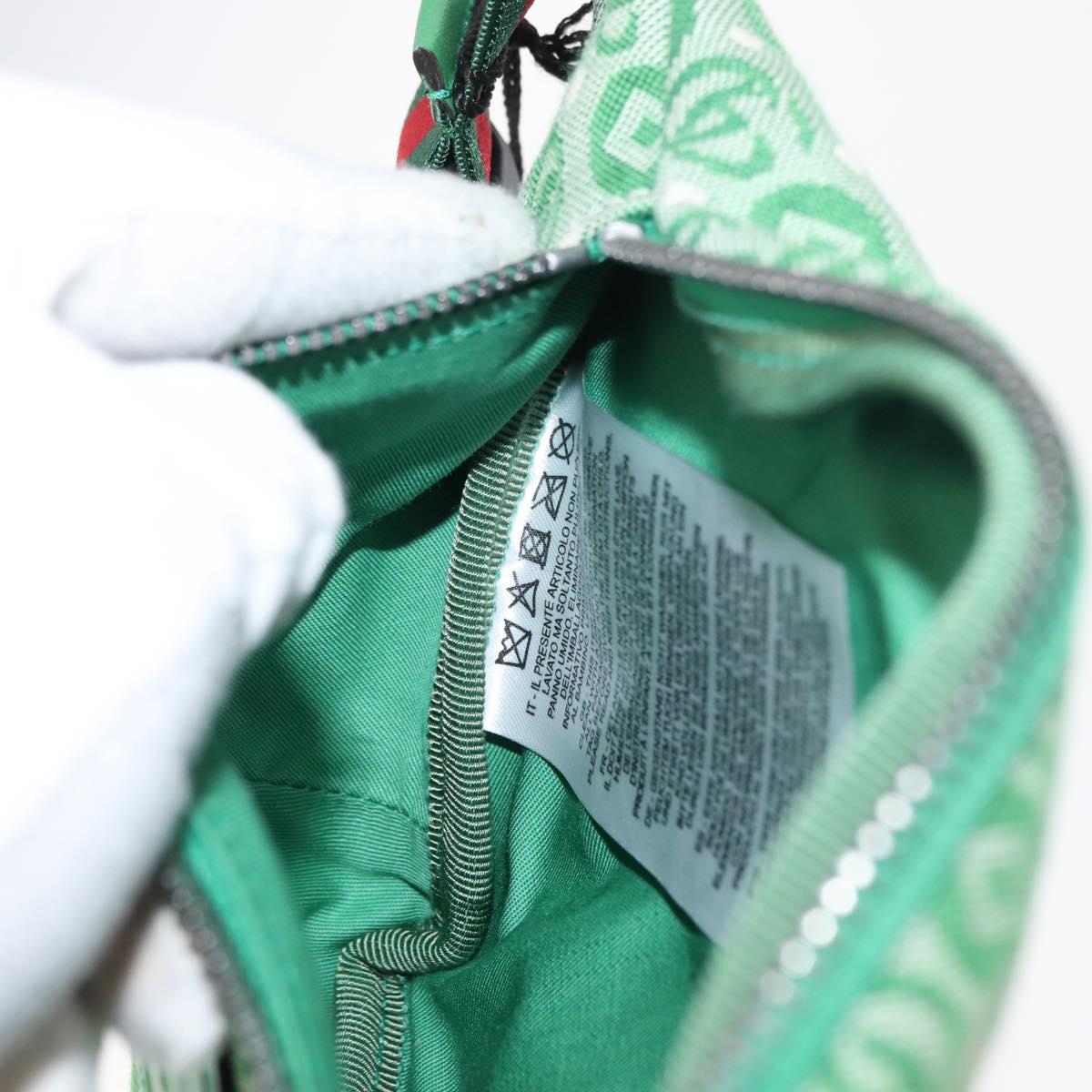 GUCCI Body Bag Canvas Leather Green Silver 502095 Auth BA7469