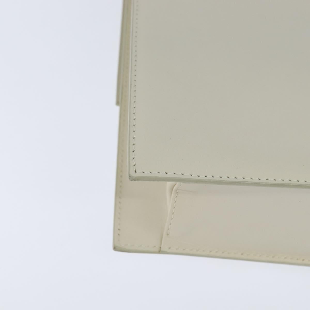 GUCCI Shoulder Bag Leather White Gold Auth BA7470