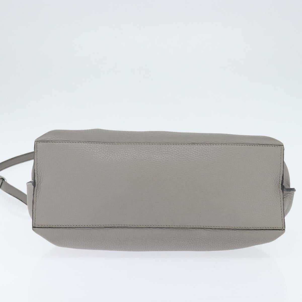 GUCCI Bamboo Hand Bag Leather 2way Gray Silver 392013 Auth BA7471