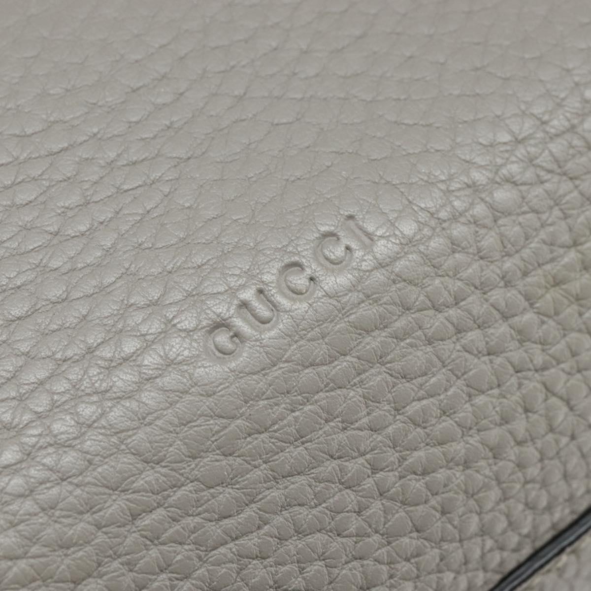 GUCCI Bamboo Hand Bag Leather 2way Gray Silver 392013 Auth BA7471