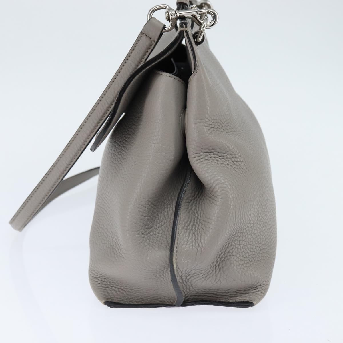 GUCCI Bamboo Hand Bag Leather 2way Gray Silver 392013 Auth BA7471