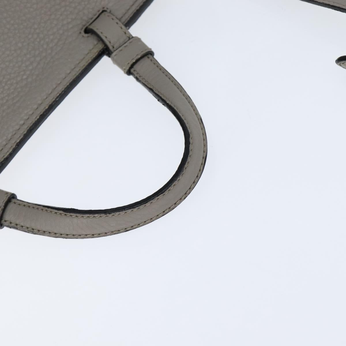GUCCI Bamboo Hand Bag Leather 2way Gray Silver 392013 Auth BA7471
