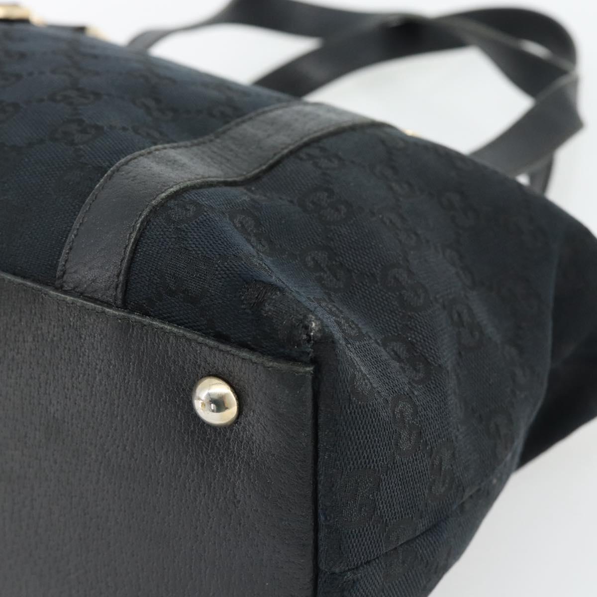 GUCCI GG Canvas Abbey Tote Bag Black Gold 141470 Auth BA7477