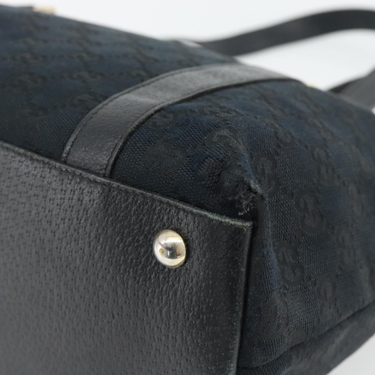 GUCCI GG Canvas Abbey Tote Bag Black Gold 141470 Auth BA7477