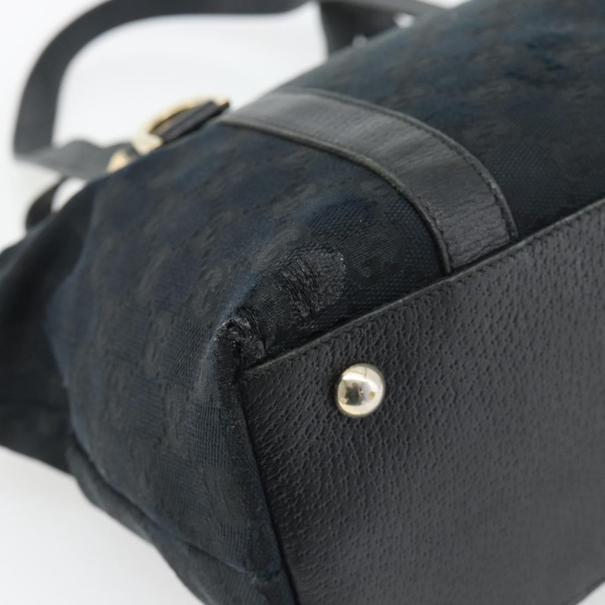 GUCCI GG Canvas Abbey Tote Bag Black Gold 141470 Auth BA7477