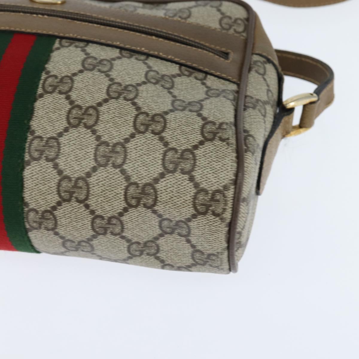 GUCCI GG Supreme Web Sherry Line Bag PVC Beige Gold 56 02 004 Auth BA7480
