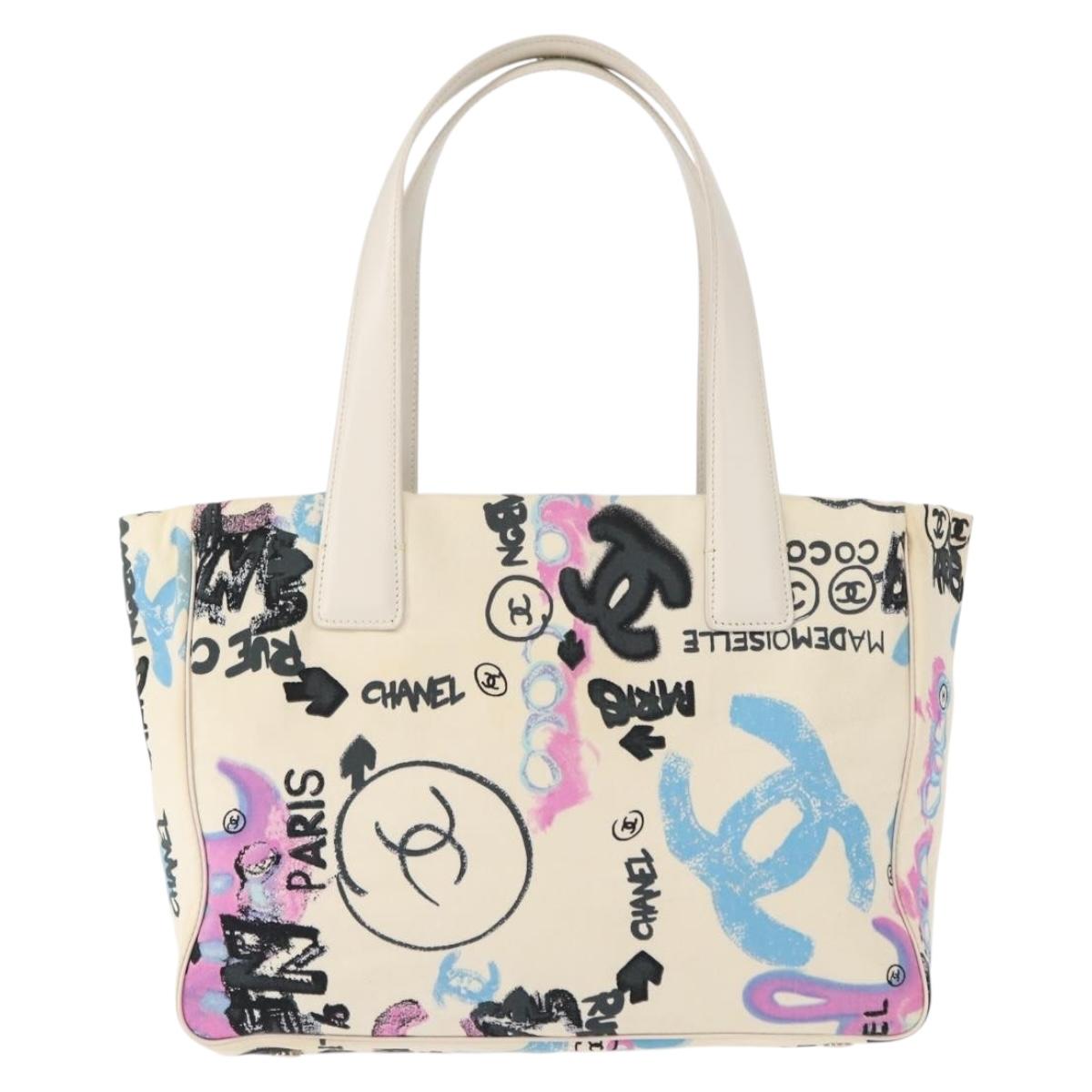 CHANEL New Travel Line Hawaii Exclusive Tote Bag Cotton White CC Auth BA7485