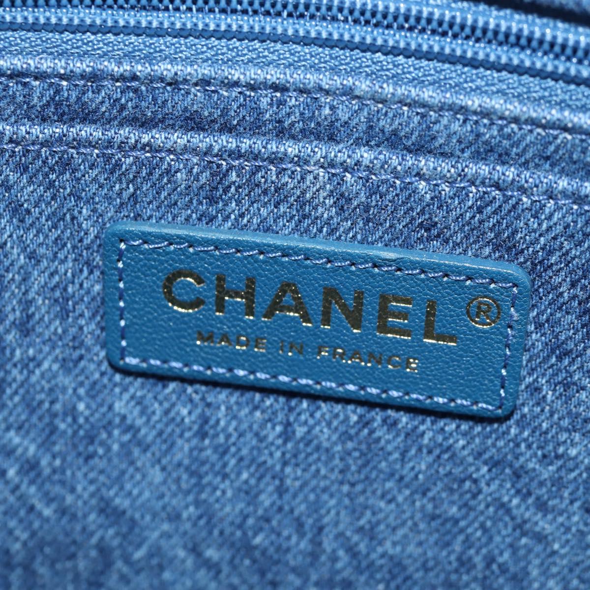 CHANEL Chain Shoulder Bag Denim Blue Gold CC Auth BA7486SM