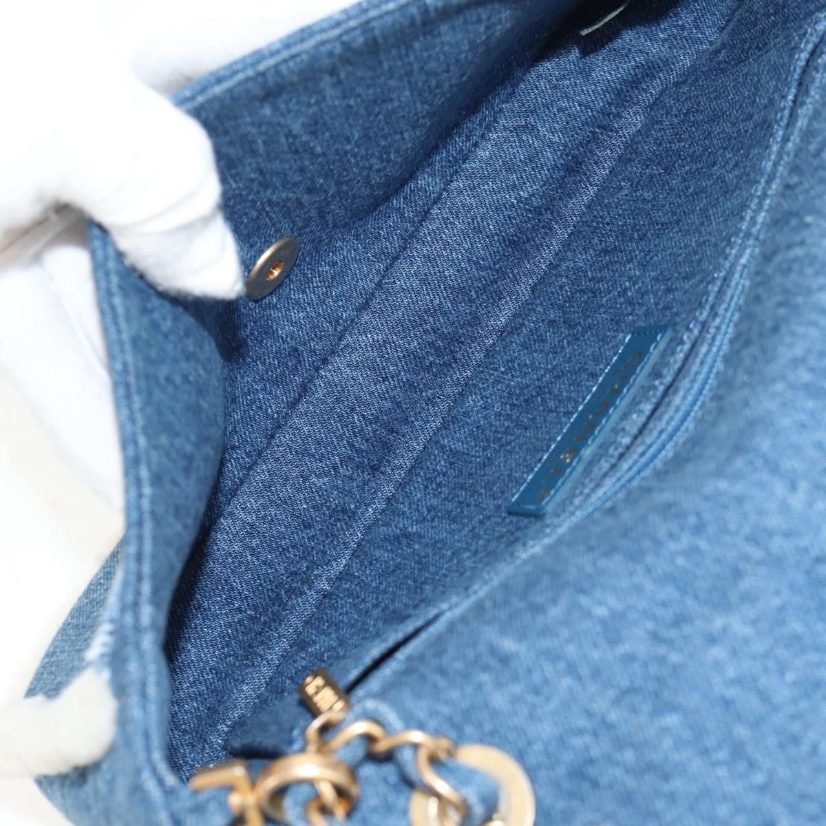 CHANEL Chain Shoulder Bag Denim Blue Gold CC Auth BA7486SM