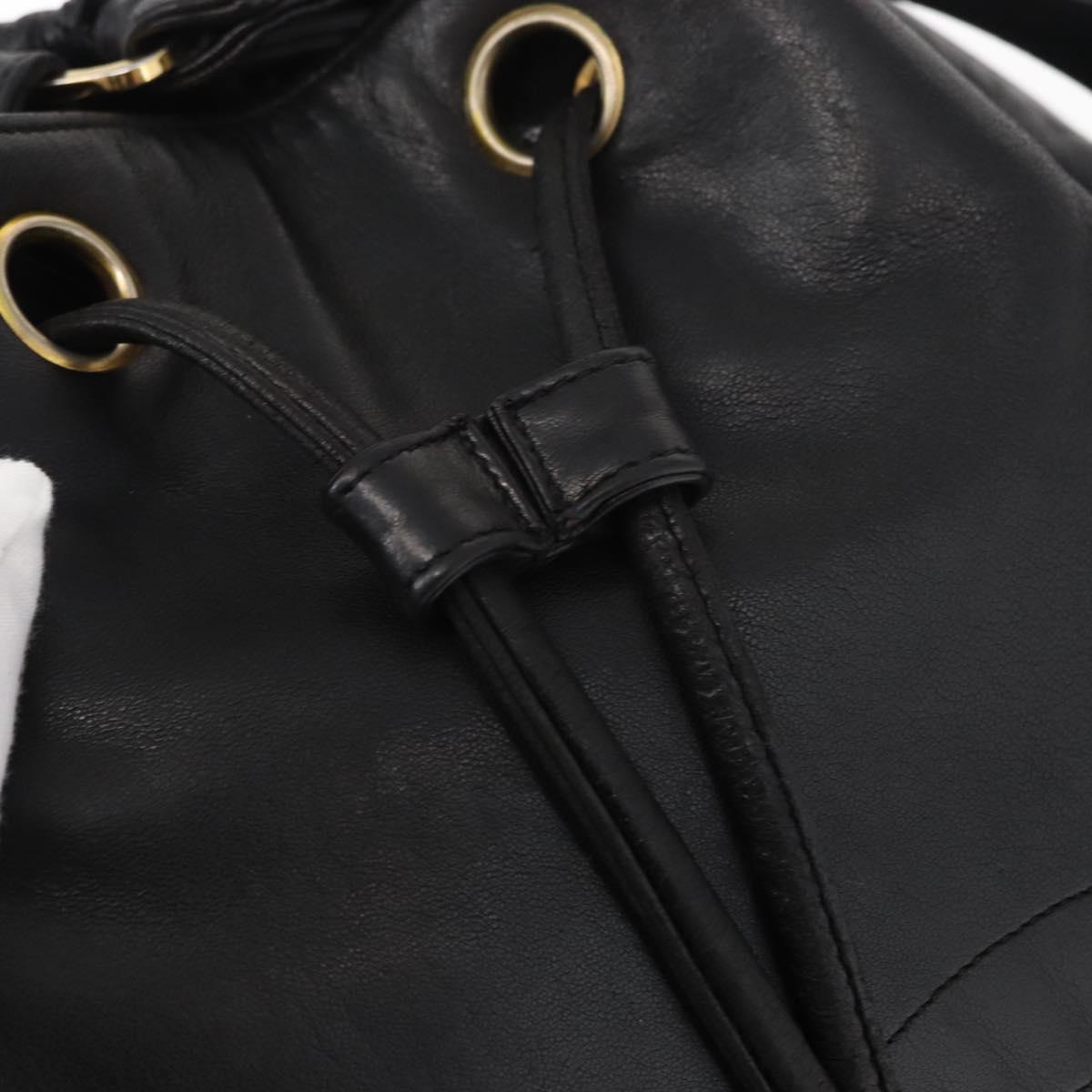 CHANEL Lamb Skin Matelasse Backpack Black Gold CC Auth BA7489