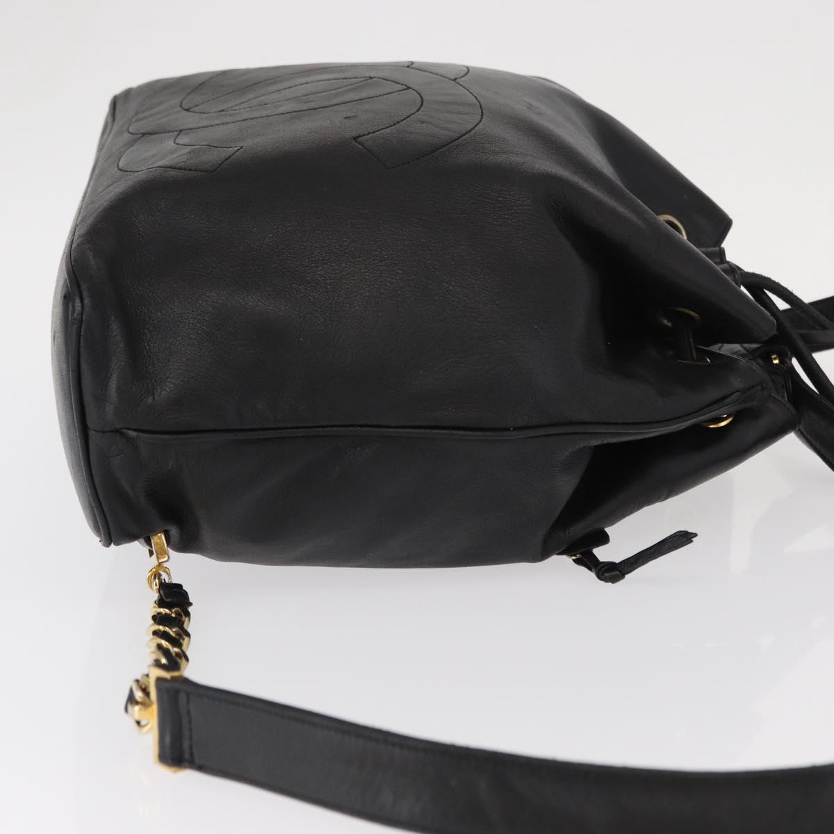 CHANEL Lamb Skin Matelasse Backpack Black Gold CC Auth BA7489