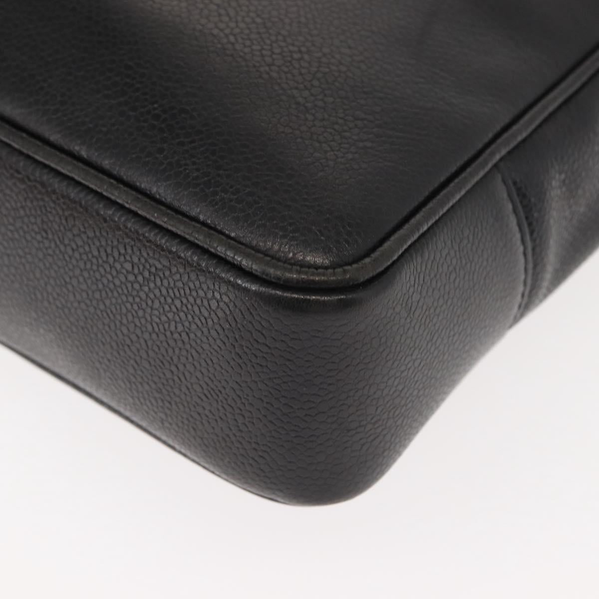 CHANEL Tote Bag Caviar Skin Black Gold CC Auth BA7490