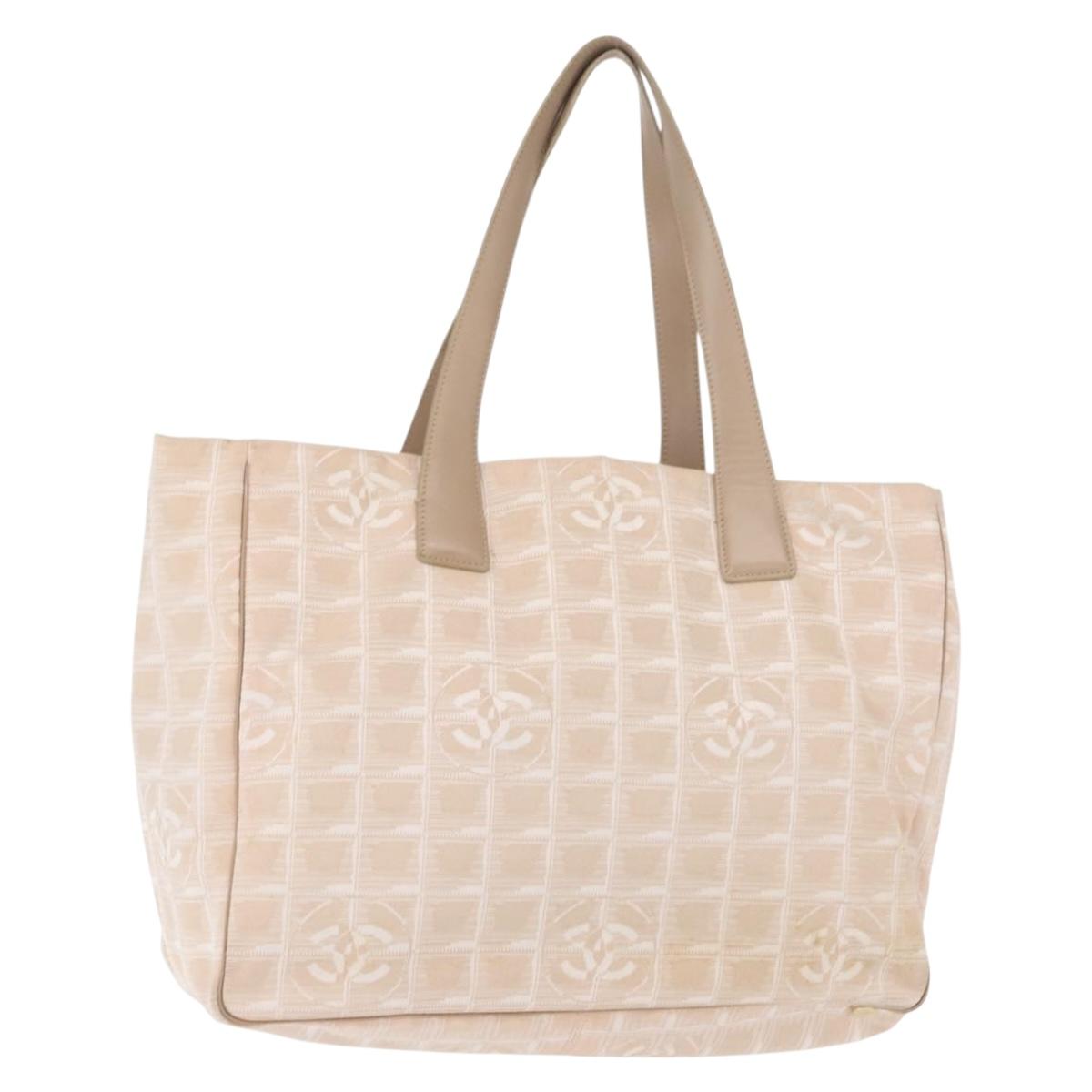 CHANEL New Travel Line Tote Bag Nylon Pink gold CC Auth BA7492
