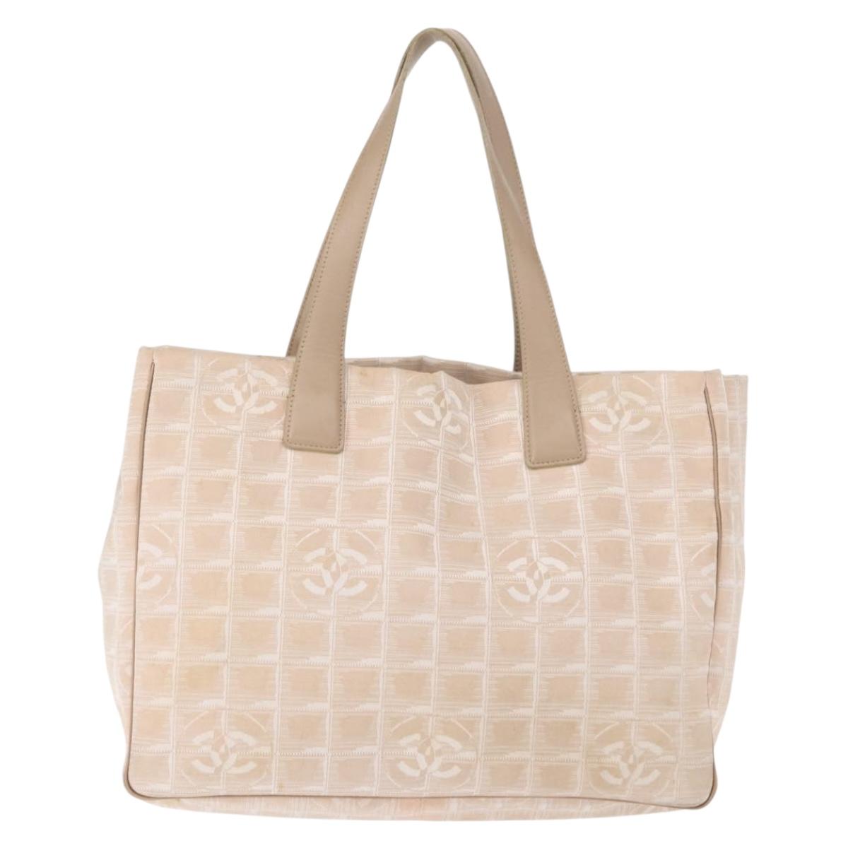 CHANEL New Travel Line Tote Bag Nylon Pink gold CC Auth BA7492