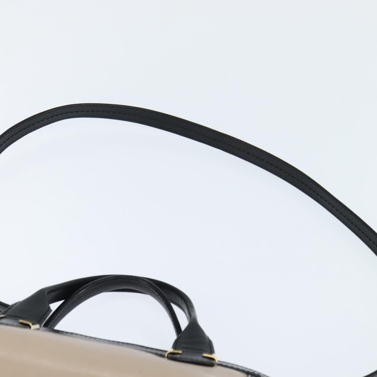 Chloe Little Alice Hand Bag Leather 2way White Gold Auth BA7495