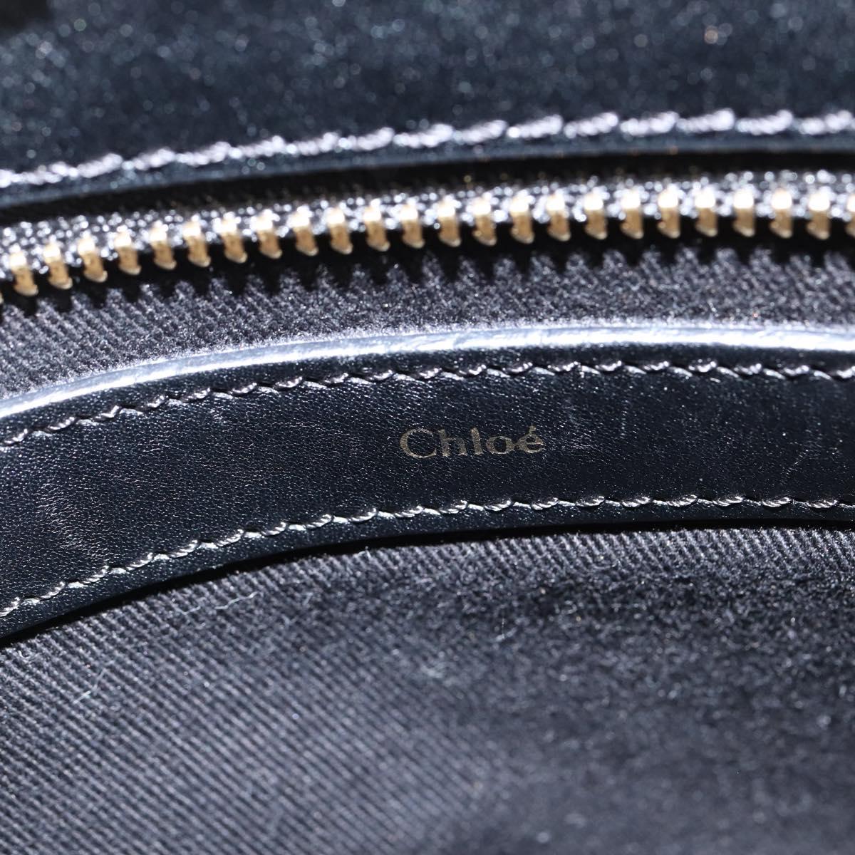 Chloe Little Alice Hand Bag Leather 2way White Gold Auth BA7495