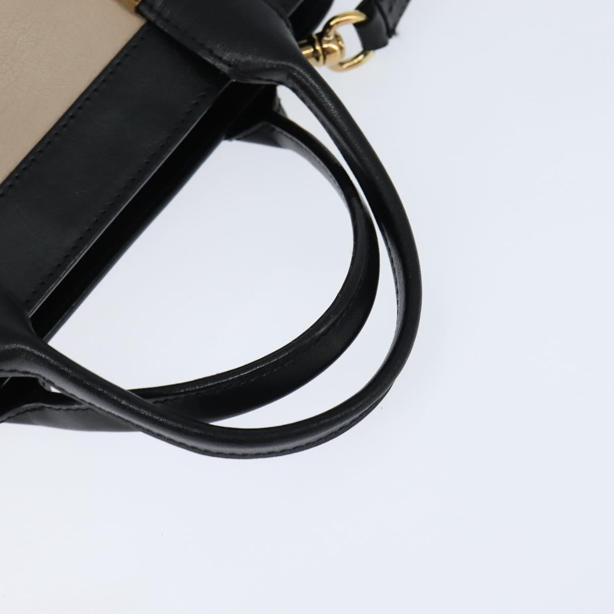 Chloe Little Alice Hand Bag Leather 2way White Gold Auth BA7495