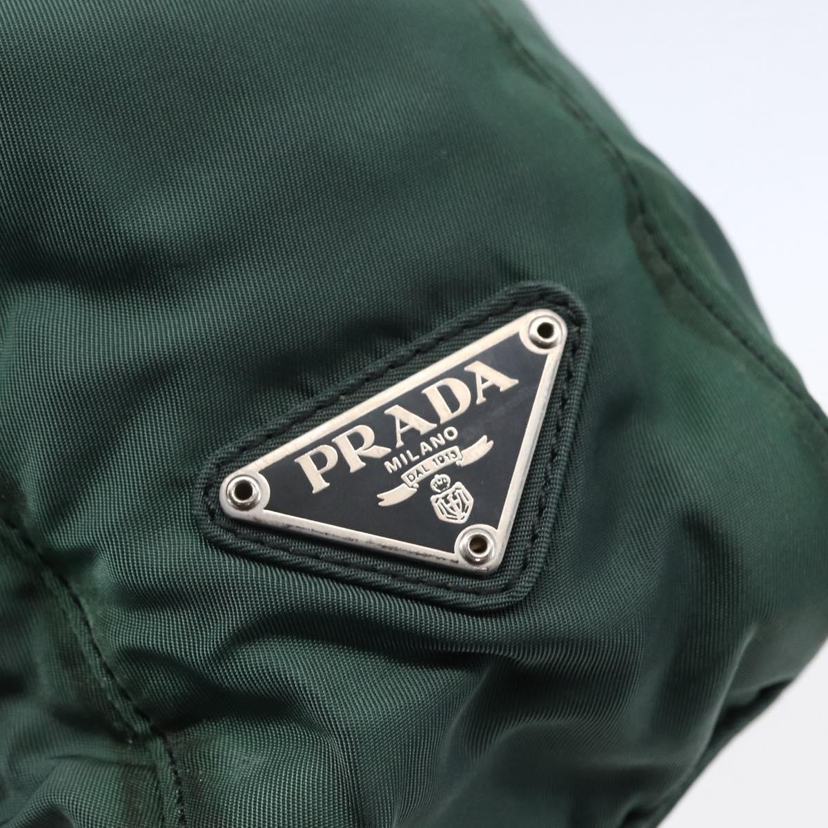 PRADA Tote Bag Nylon Green Silver Auth BA7499