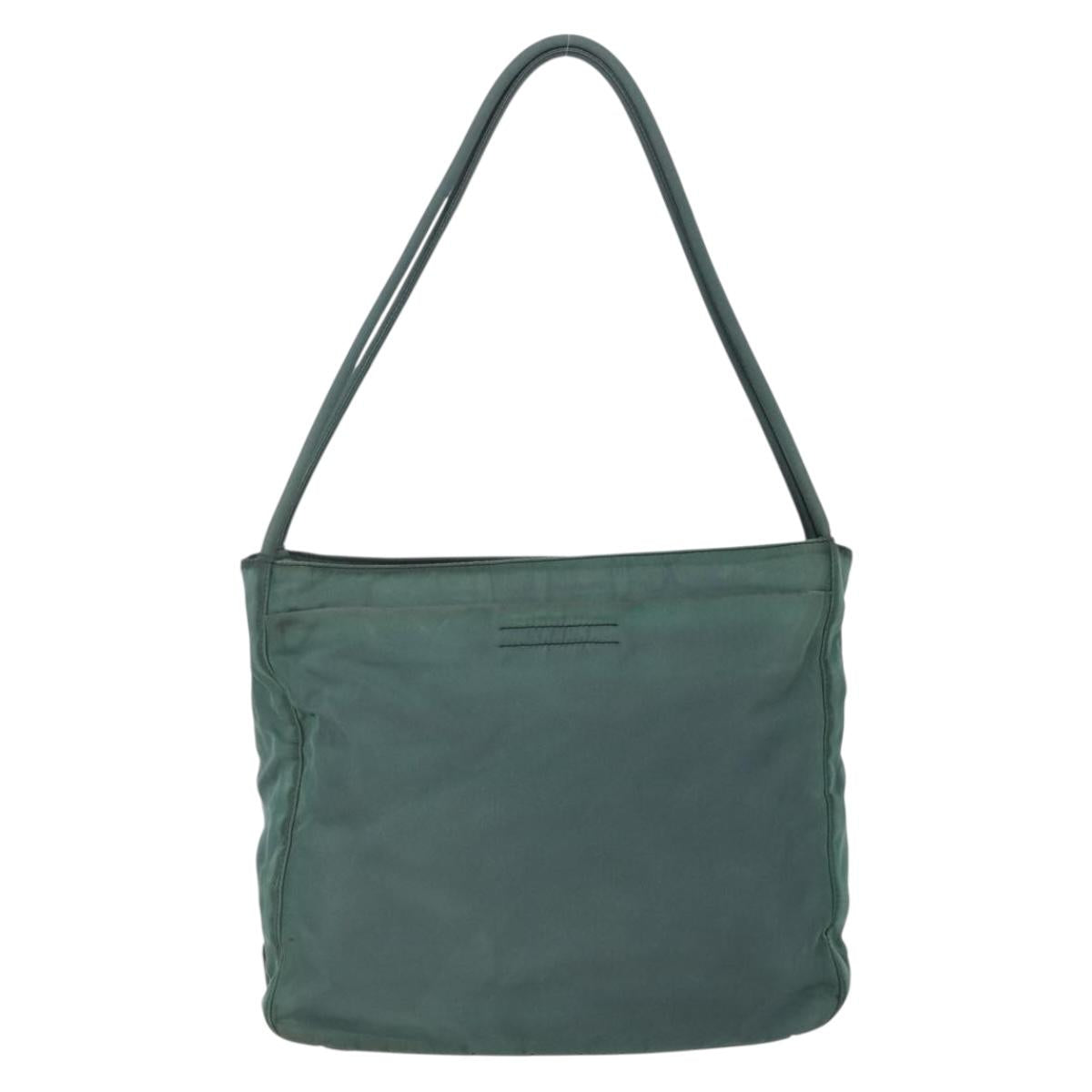 PRADA Tote Bag Nylon Green Silver Auth BA7499