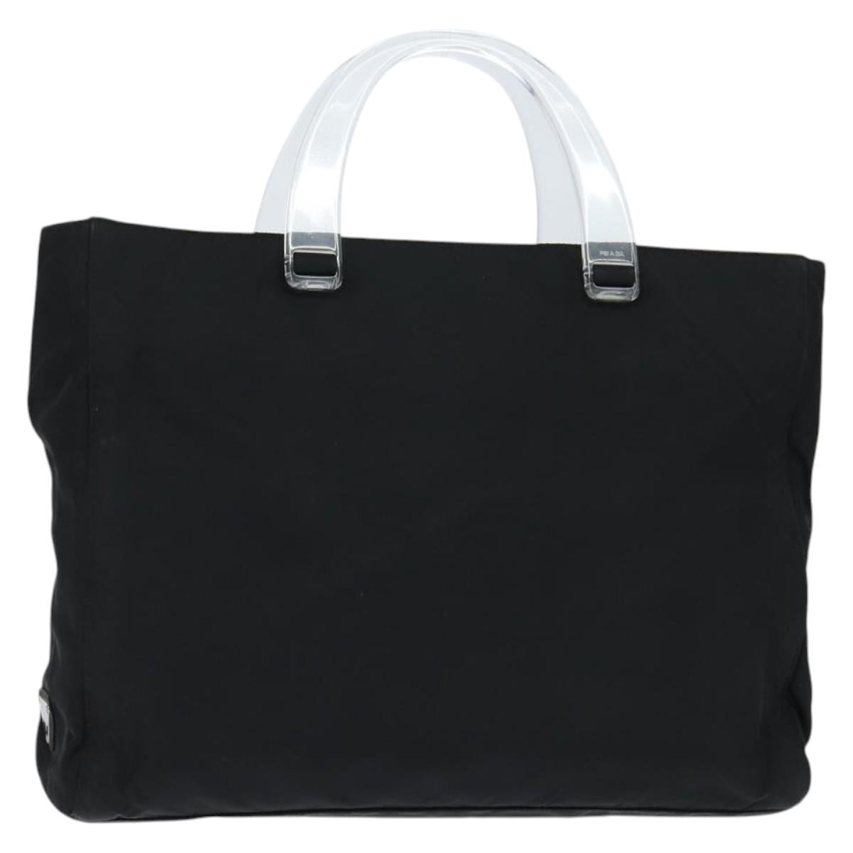 PRADA Hand Bag Nylon Black Silver Auth BA7500