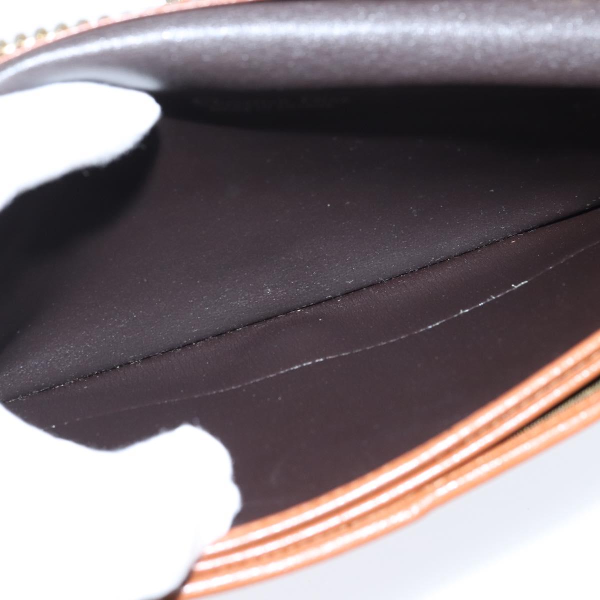 Christian Dior Chain Shoulder Bag Leather Brown Gold Auth BA7503