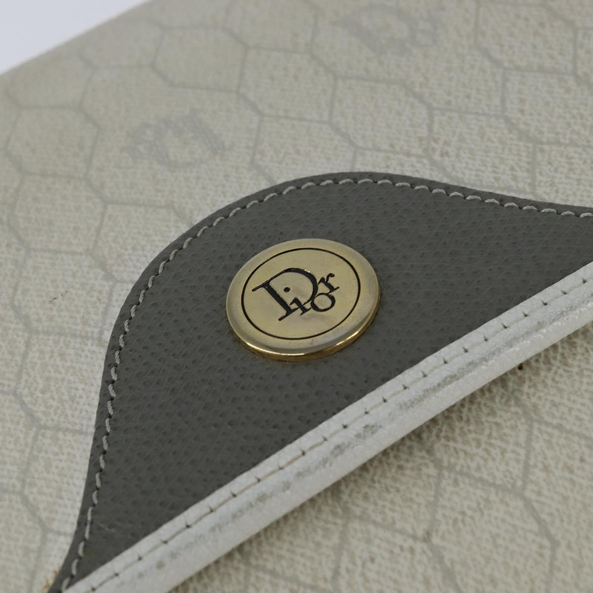 Christian Dior Honeycomb Canvas Shoulder Bag PVC White gold Auth BA7505