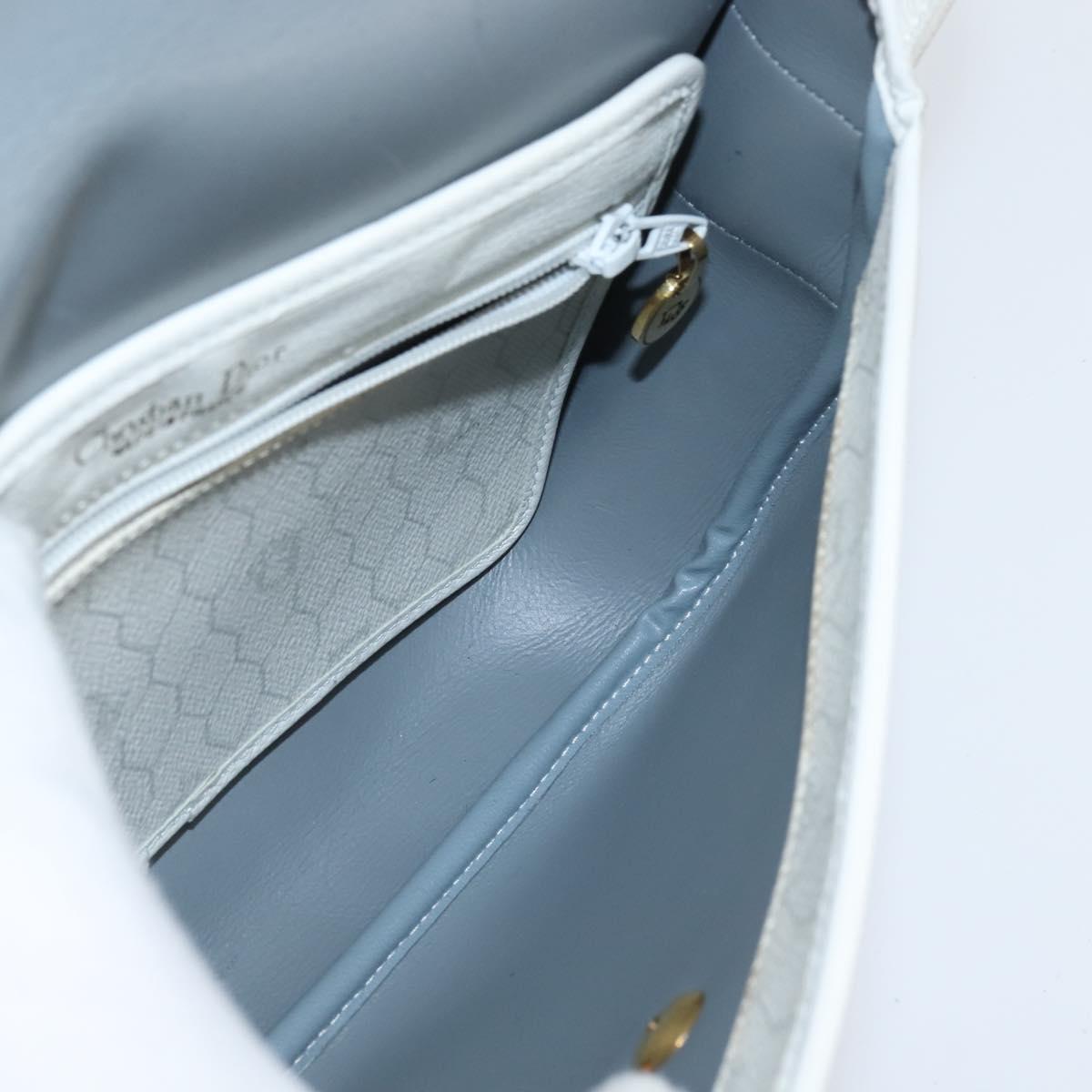 Christian Dior Honeycomb Canvas Shoulder Bag PVC White gold Auth BA7505