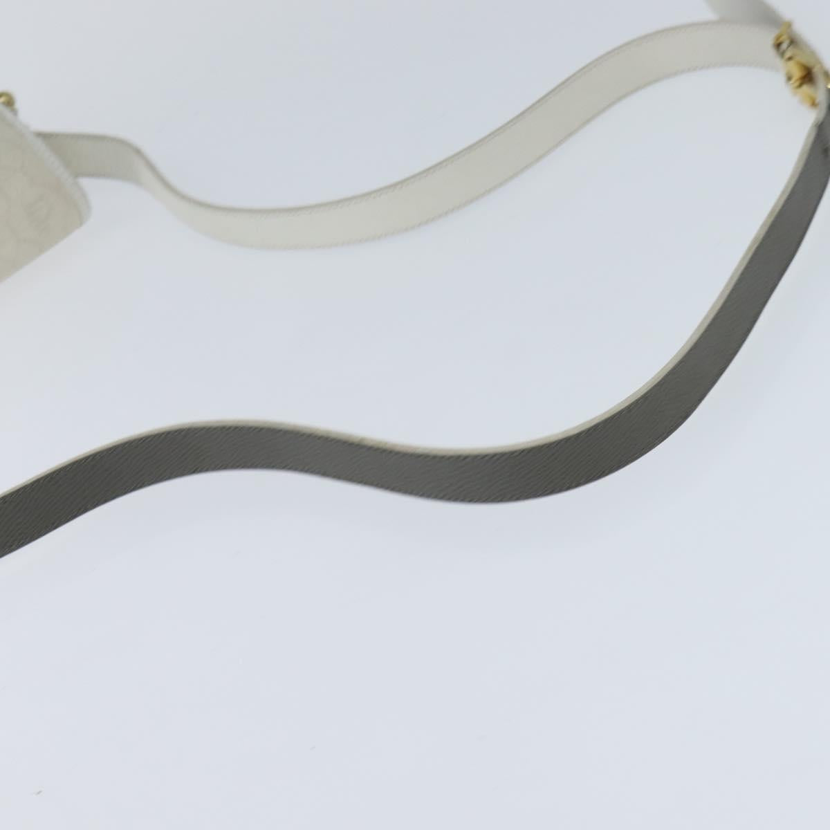 Christian Dior Honeycomb Canvas Shoulder Bag PVC White gold Auth BA7505