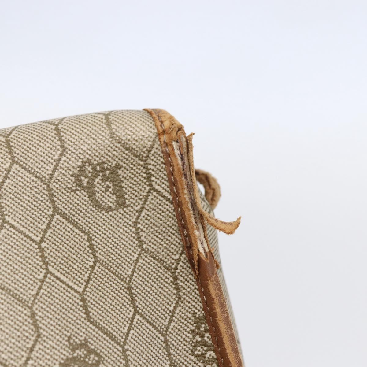 Christian Dior Honeycomb Canvas Shoulder Bag PVC Beige gold Auth BA7507