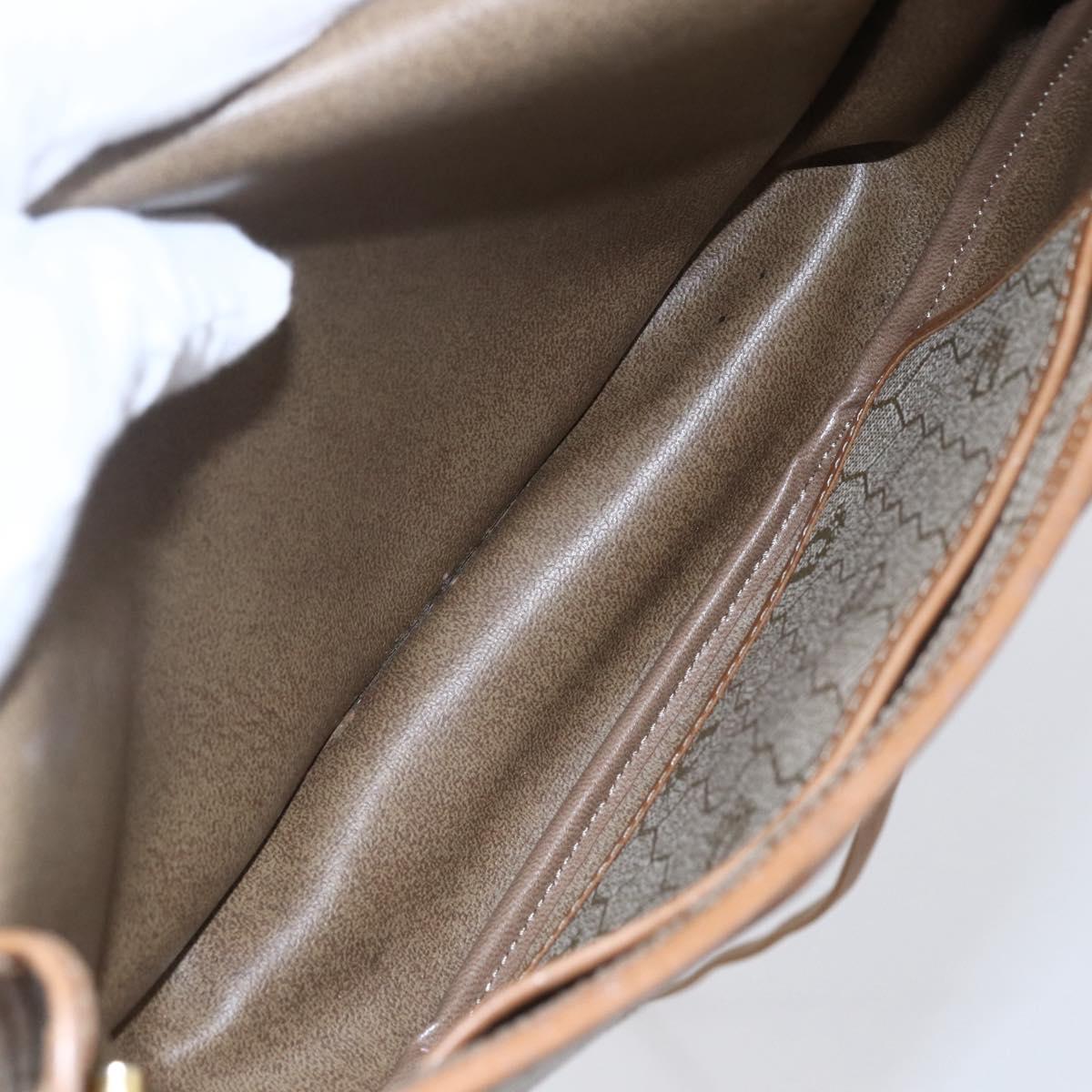Christian Dior Honeycomb Canvas Shoulder Bag PVC Beige gold Auth BA7508