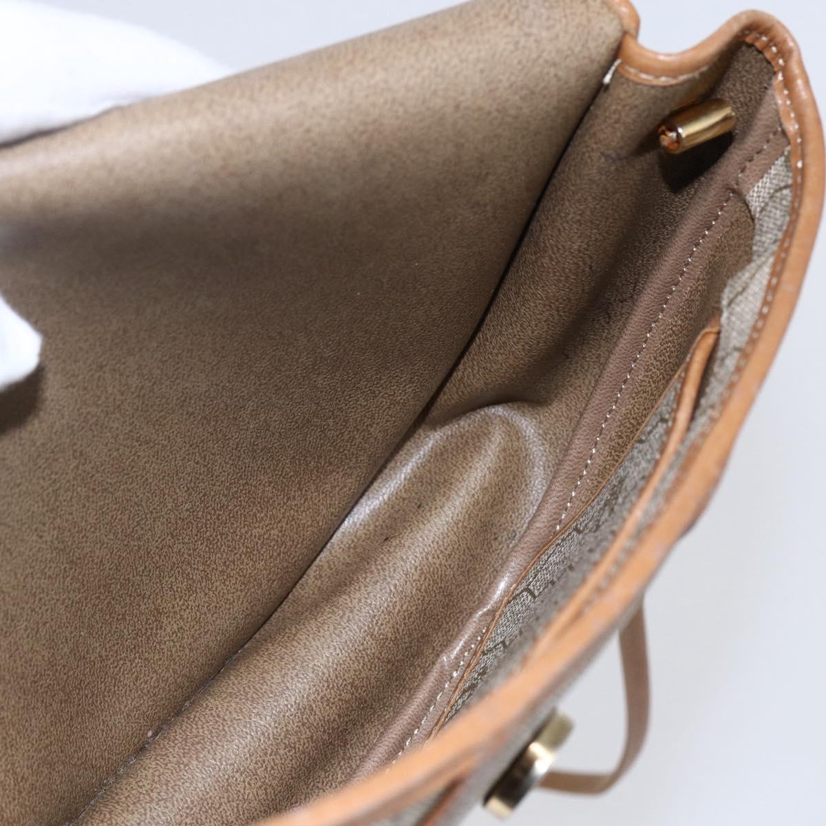 Christian Dior Honeycomb Canvas Shoulder Bag PVC Beige gold Auth BA7508